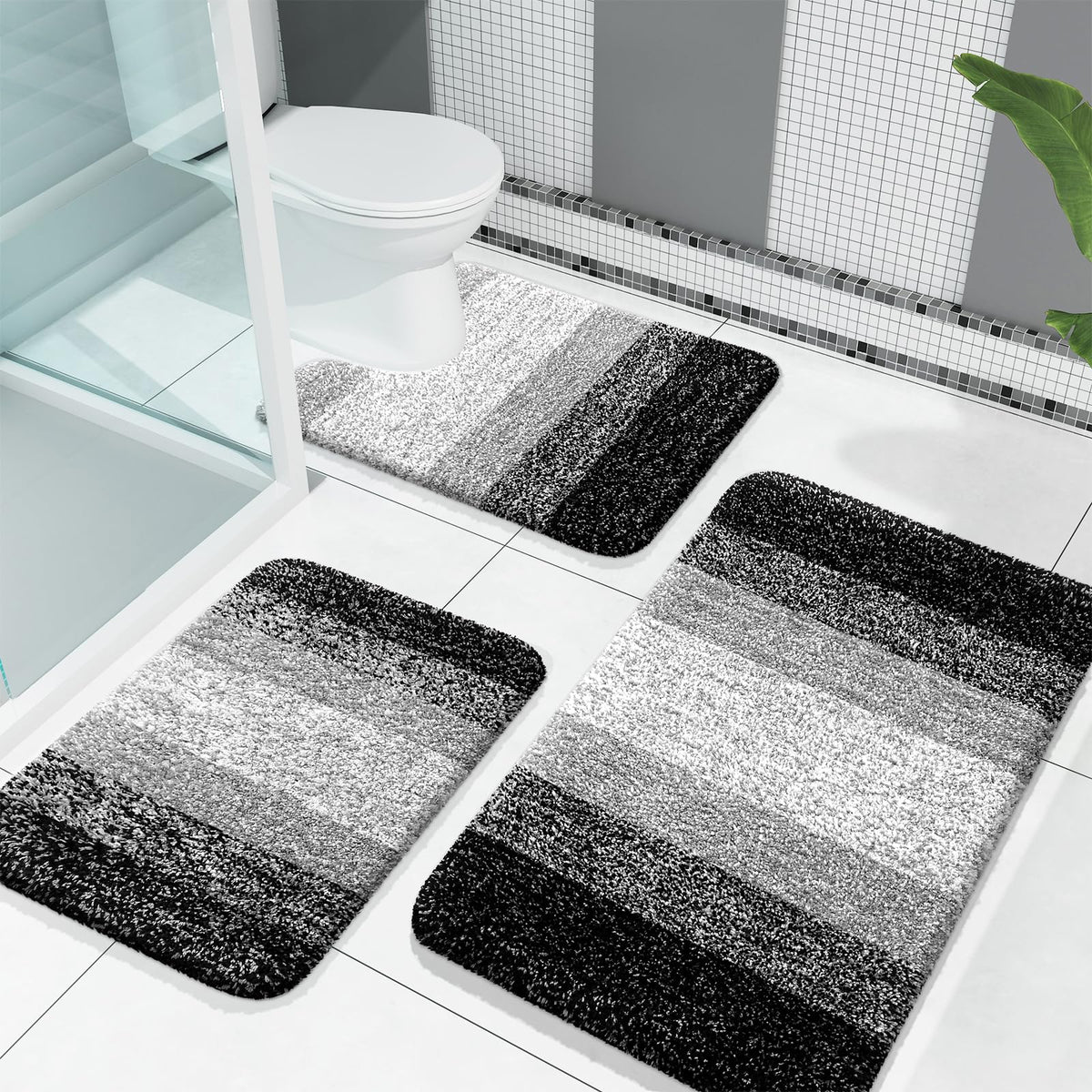 OLANLY bath rugs 3pc set main view, plush fibers for a warm, dry floor