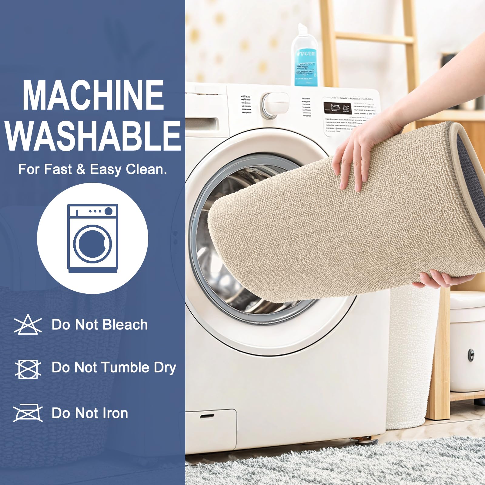 OLANLY beige bath mat enhances bathroom decor with subtle luxury