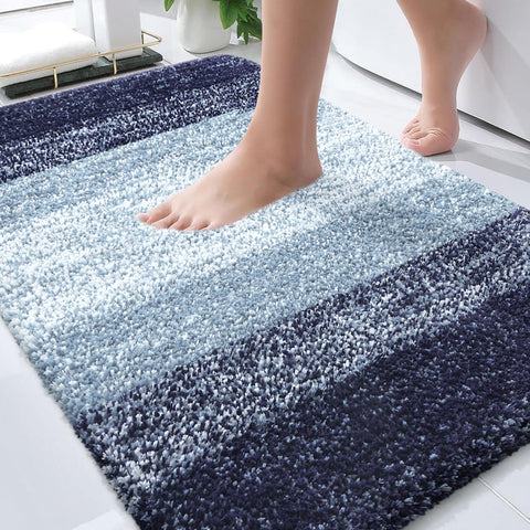 OLANLY bathroom rug 30x20 in airy blue adds plush comfort.