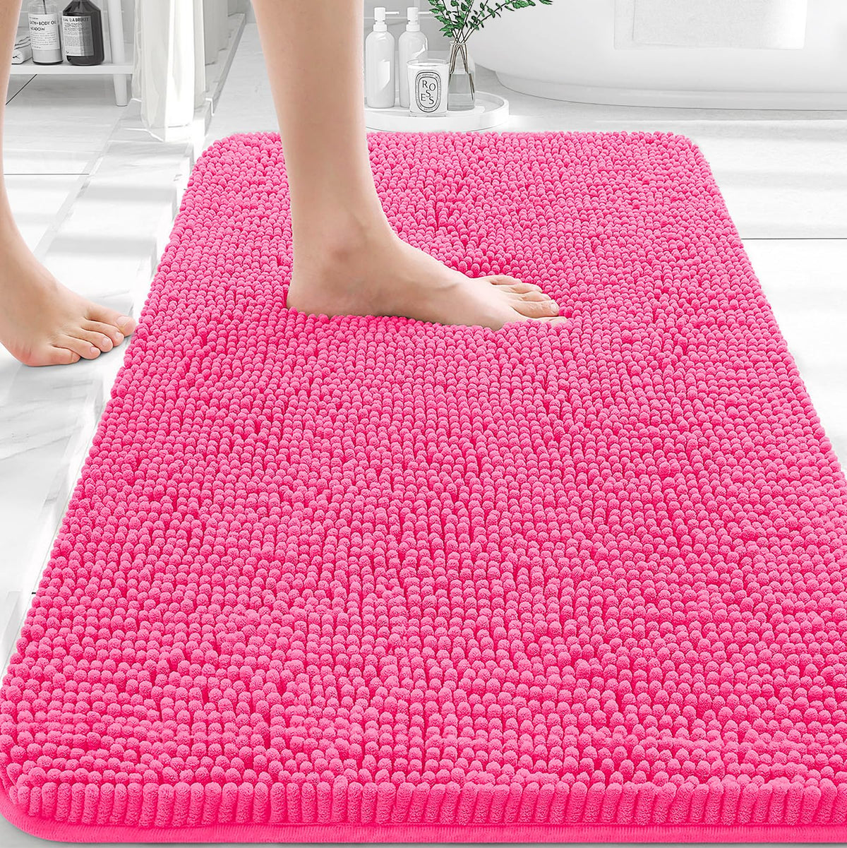 OLANLY bathroom rug 30x20 chenille for cozy feet and quick drying