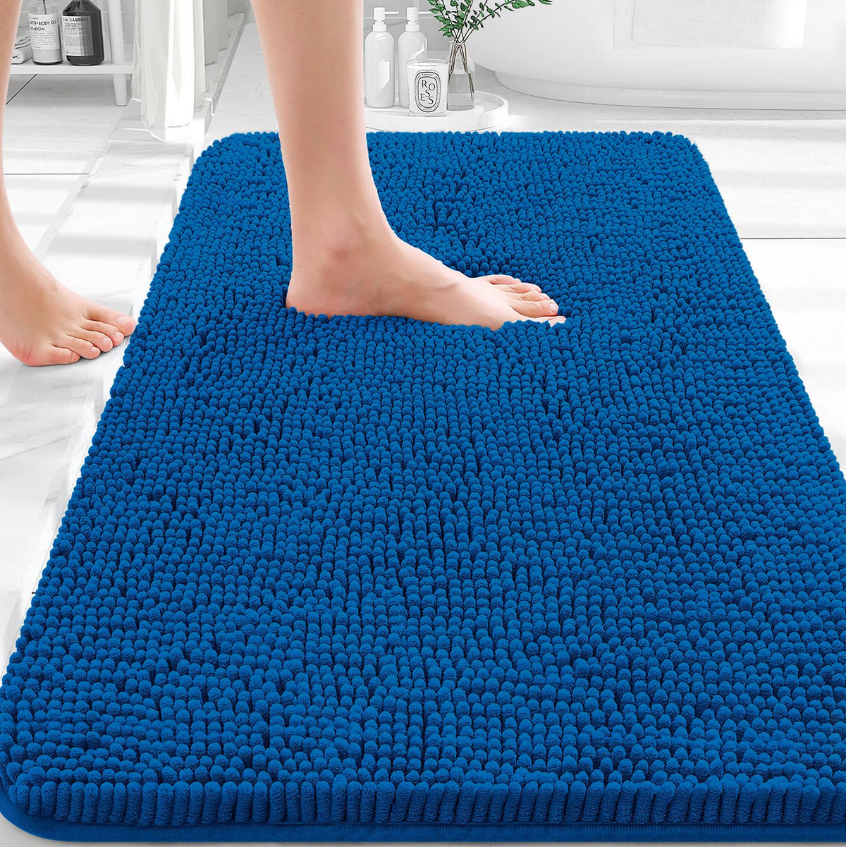 OLANLY bathroom rug with soft chenille pile for cozy feet