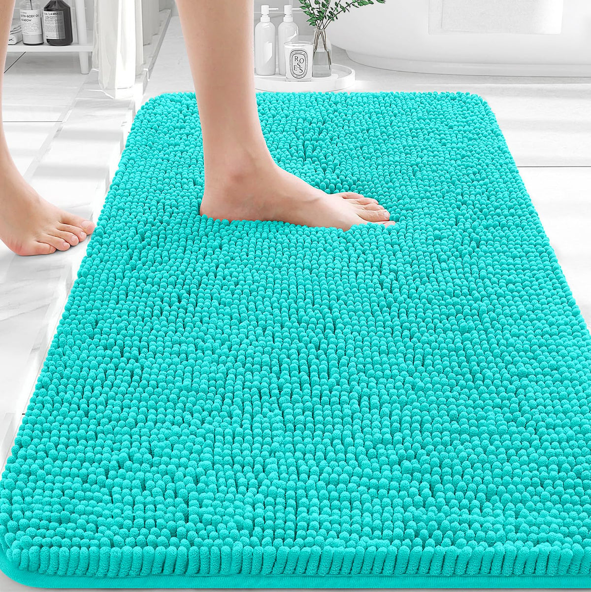 OLANLY bathroom rug 30x20 teal, ideal for step-out comfort and quick-dry floors.