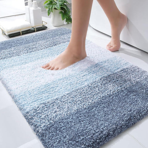 OLANLY blue gradient stripe bathroom rug for elegant spa-like décor