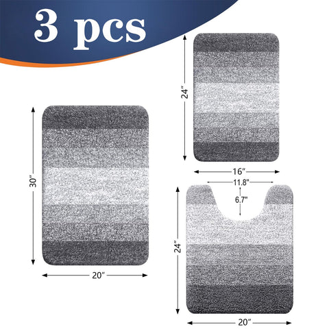 OLANLY 3-Piece rug set with U-shape toilet rug demonstrates non-slip support for daily routines.