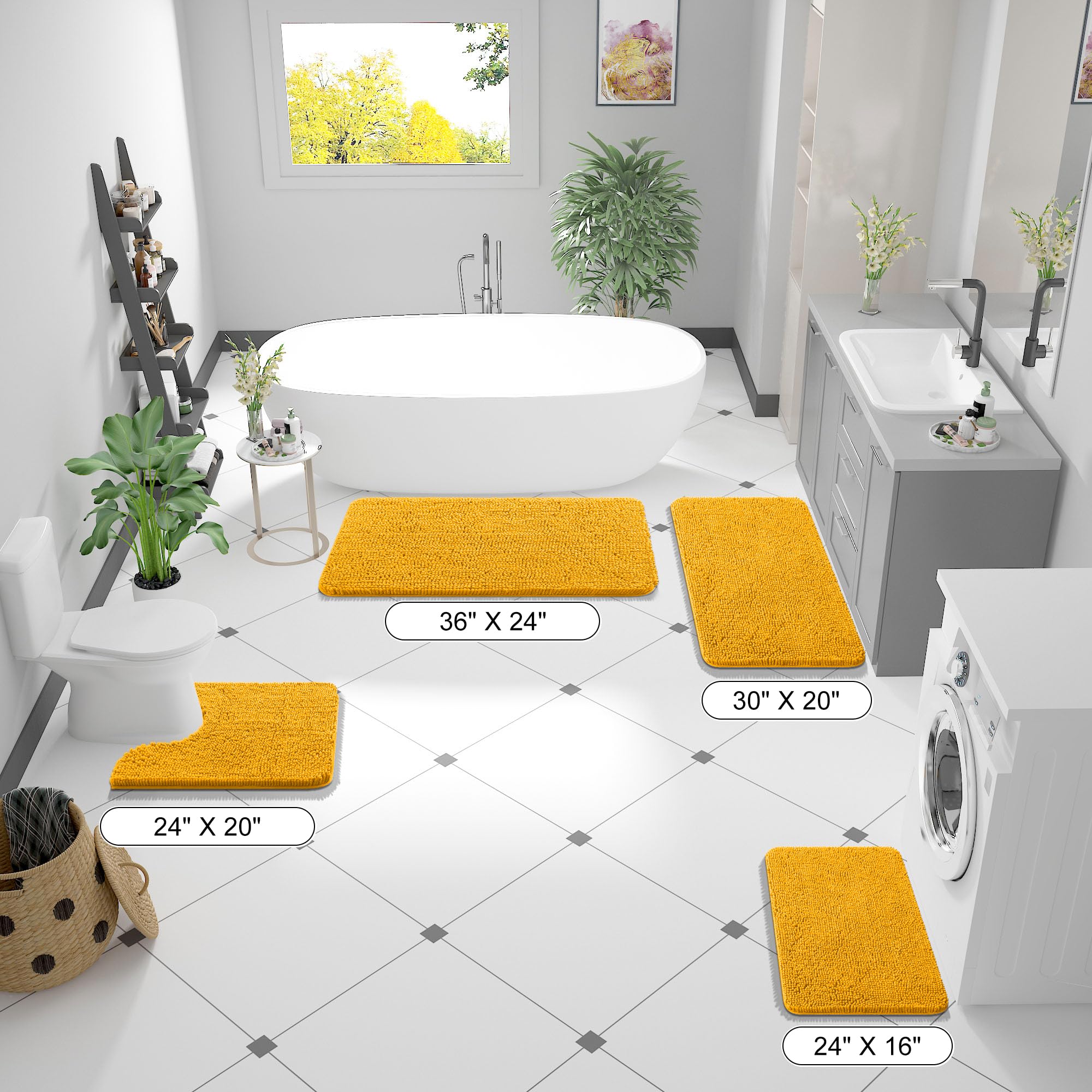 OLANLY bathroom rug absorbent dense chenille soaks up spills