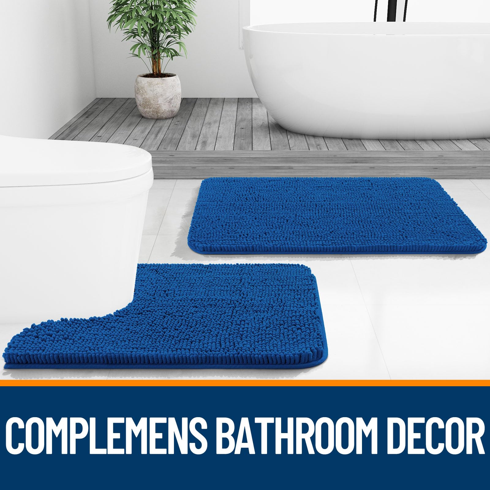 OLANLY rug placed in front of shower for plush comfort