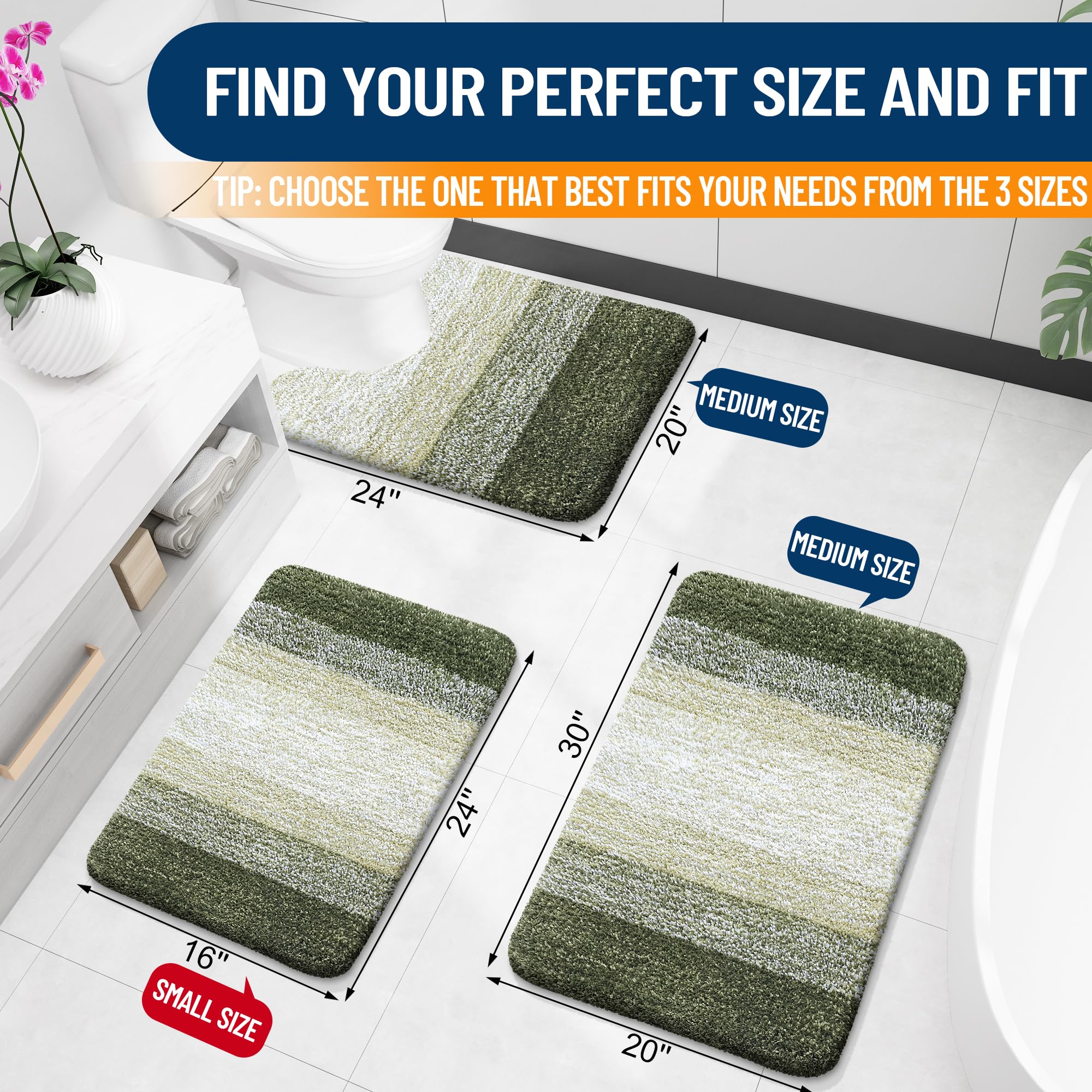 OLANLY gradient stripe design adds modern style to your bathroom.