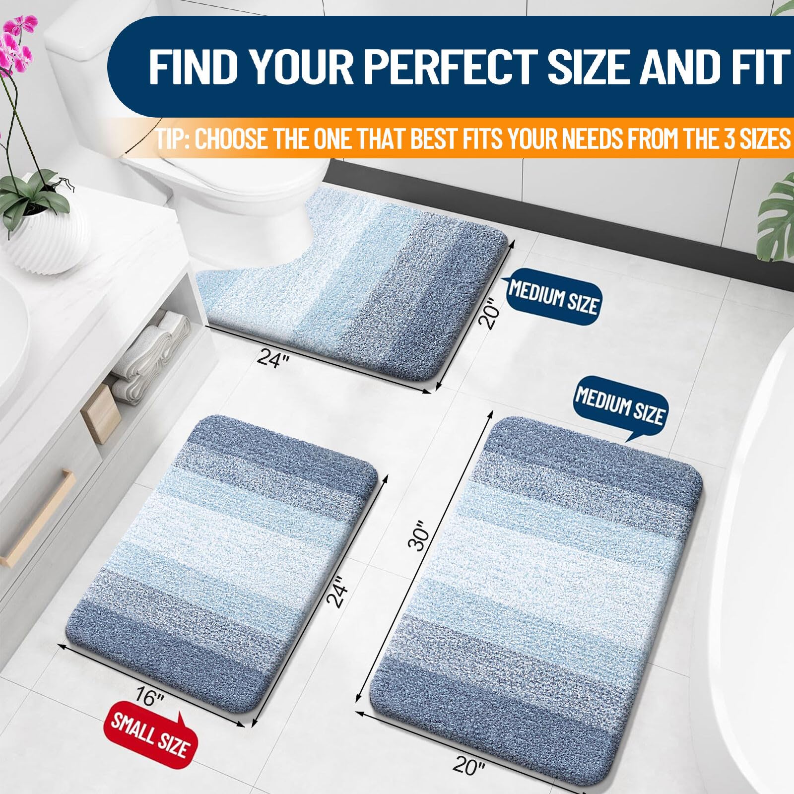 OLANLY rug mat 30x20 with deep pile for high absorbency and quick drying.
