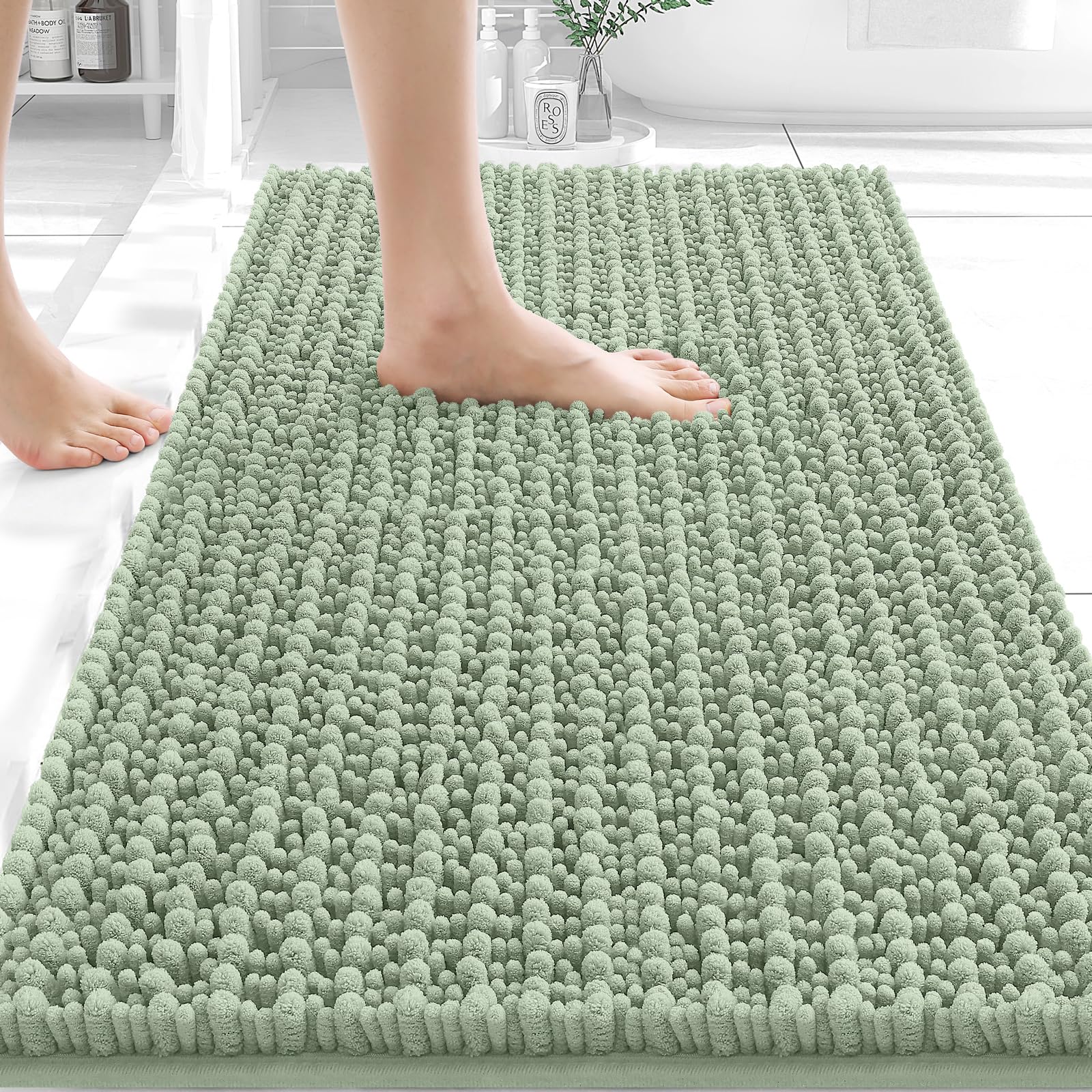 OLANLY bathroom rug mat chenille soft 30x20 adds plush comfort beside the tub