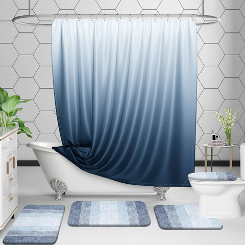 OLANLY decorative blue bathroom rug set to enhance any decor style.