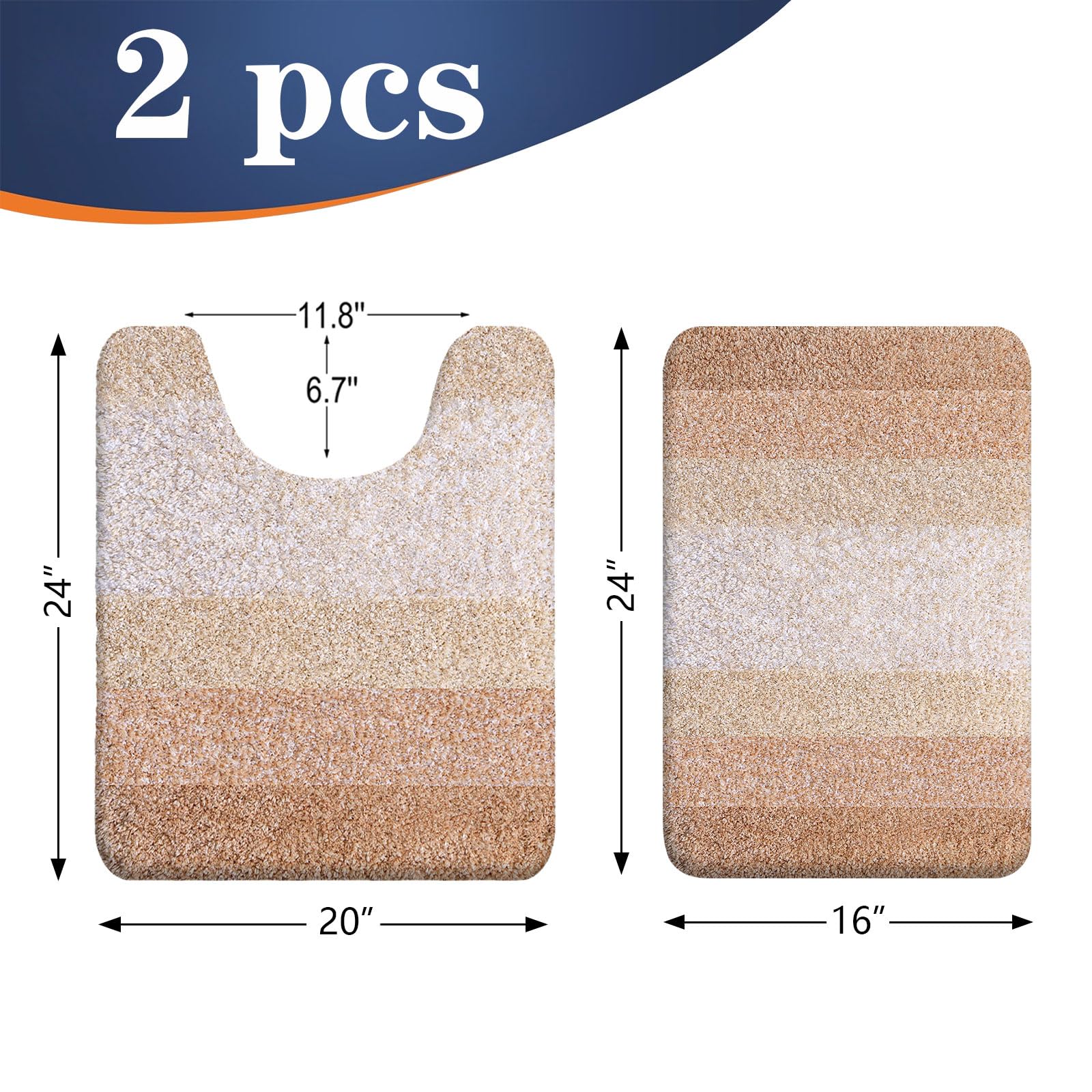 OLANLY beige U-shaped contour rug side angle showing fit around toilet