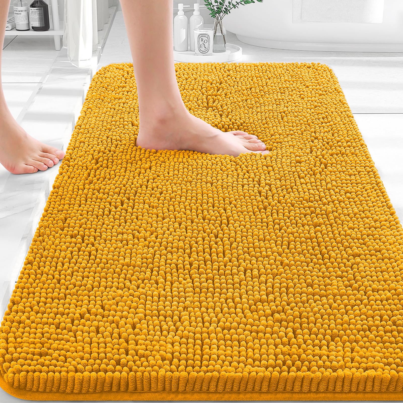OLANLY bathroom rug soft chenille texture for warm comfort