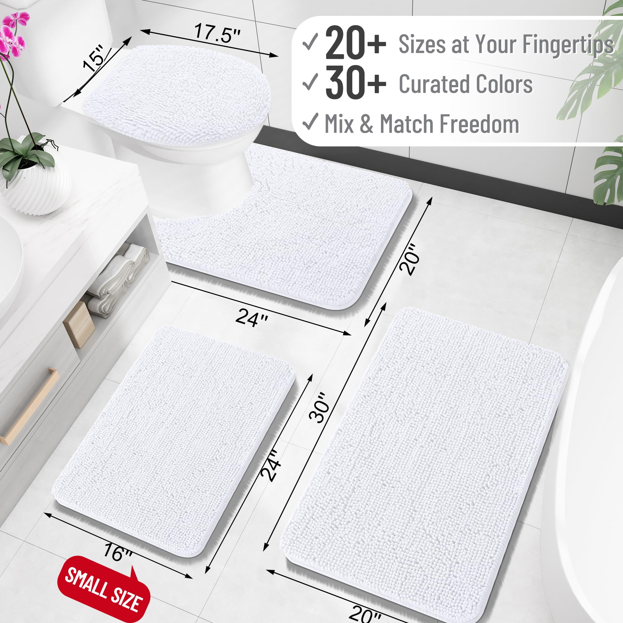 OLANLY bathroom rugs 30x20 absorbent dense chenille keeps floors dry after shower
