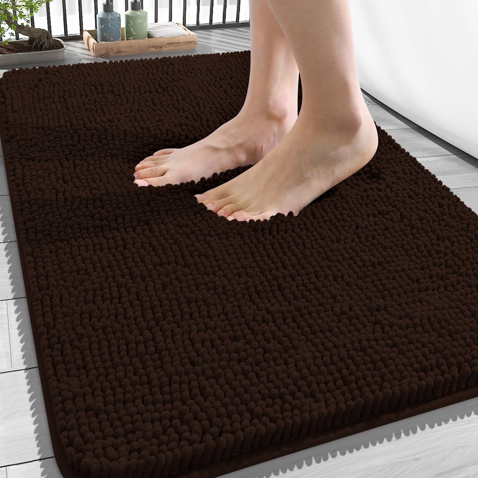 OLANLY bathroom rug 34x21 soft chenille for cozy, warm feet after showers