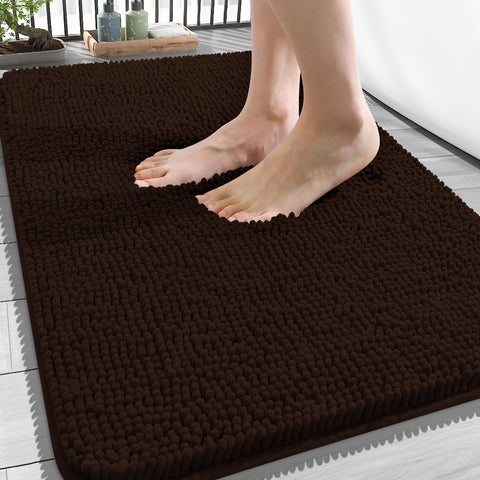 OLANLY bathroom rug 34x21 soft chenille for cozy, warm feet after showers