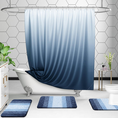OLANLY contour rug around toilet area illustrating proper fit.