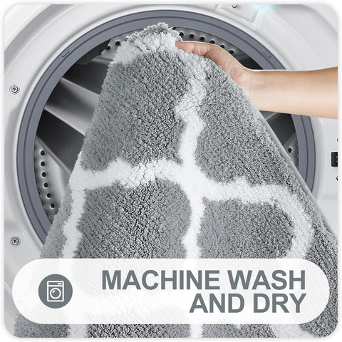 OLANLY bathroom mats near tub and sink demonstrate easy care and everyday practicality.