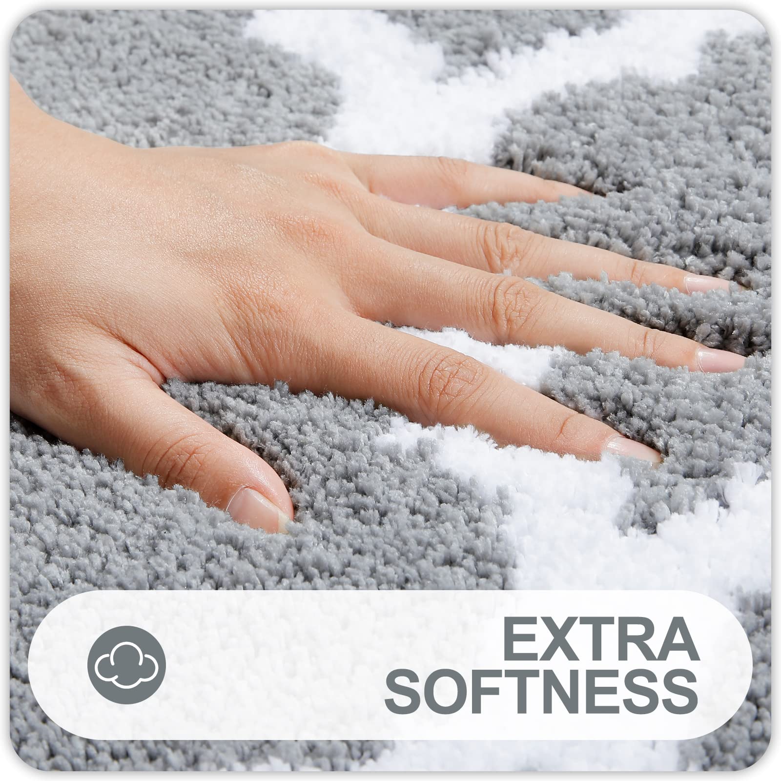 OLANLY bathroom rugs with non-slip backing for secure footing on smooth floors.