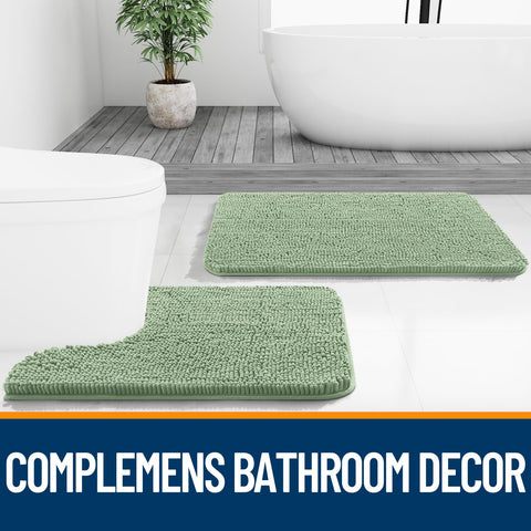 OLANLY Sage Green bathroom runner in use beside sink shows versatile décor.