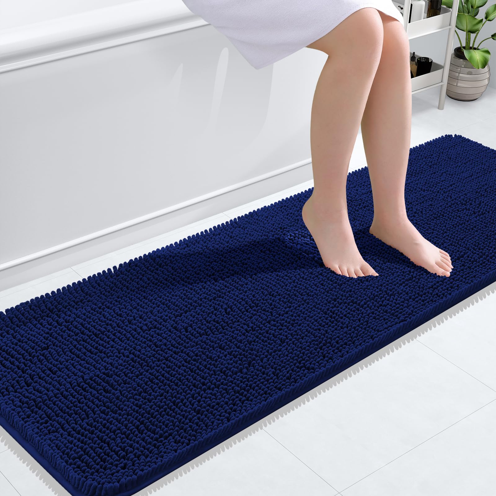 OLANLY bathroom runner rug with soft chenille texture for cozy feet.