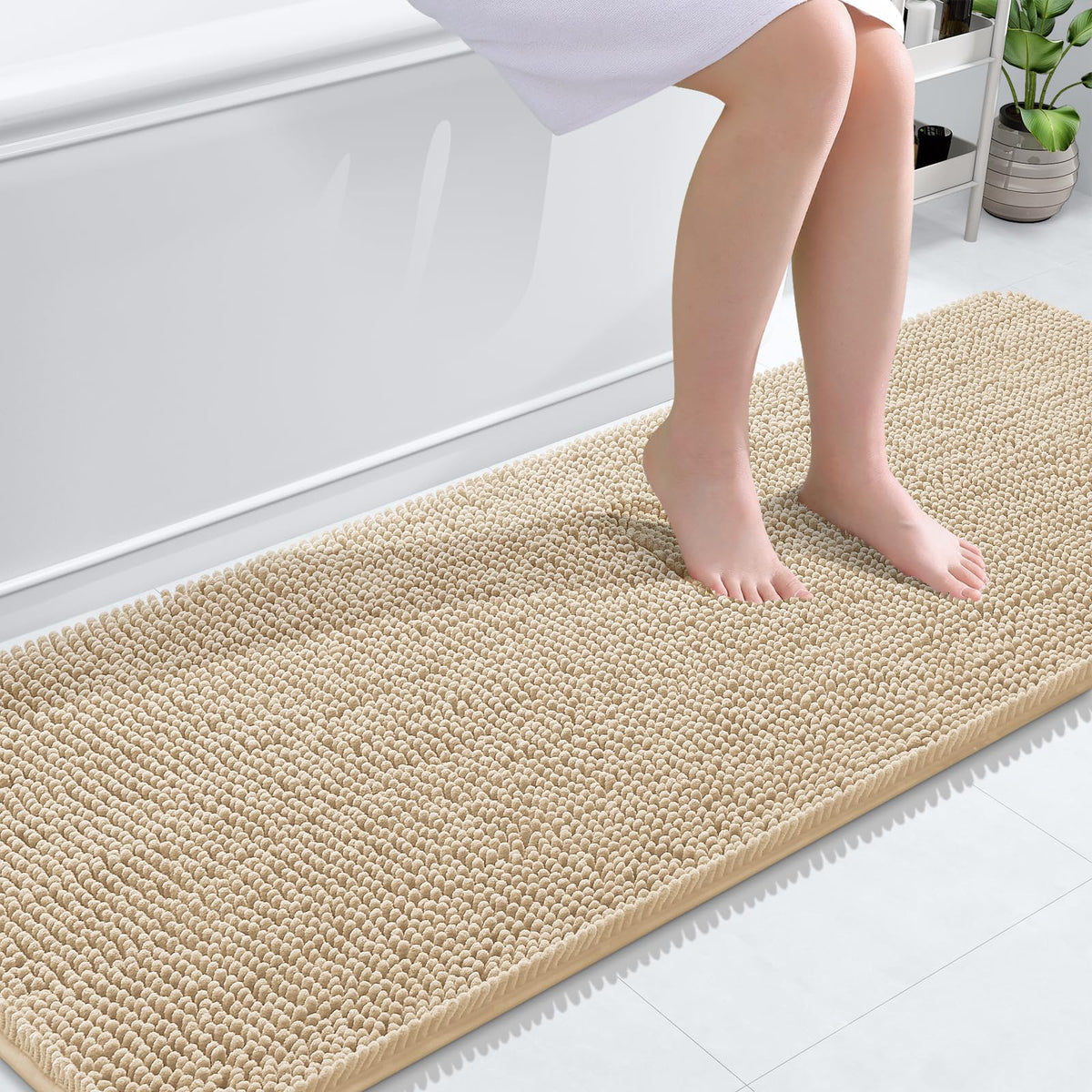 OLANLY bathroom runner rug soft-chenille for plush foot comfort.