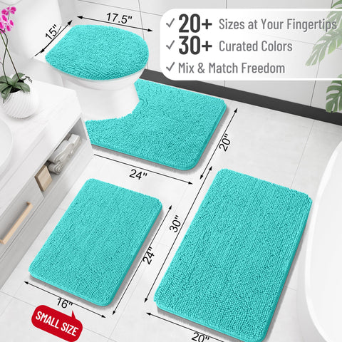 OLANLY chenille bath mat teal, soft and plush for a cozy footrest.