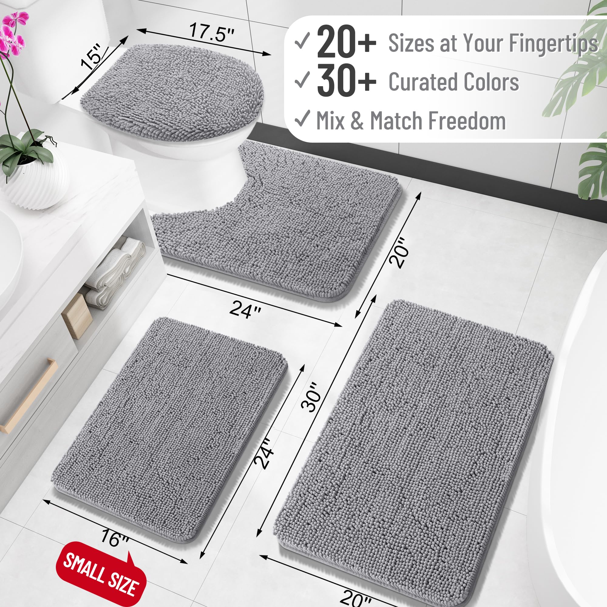 OLANLY chenille bath rug soft plush comfort for bare feet