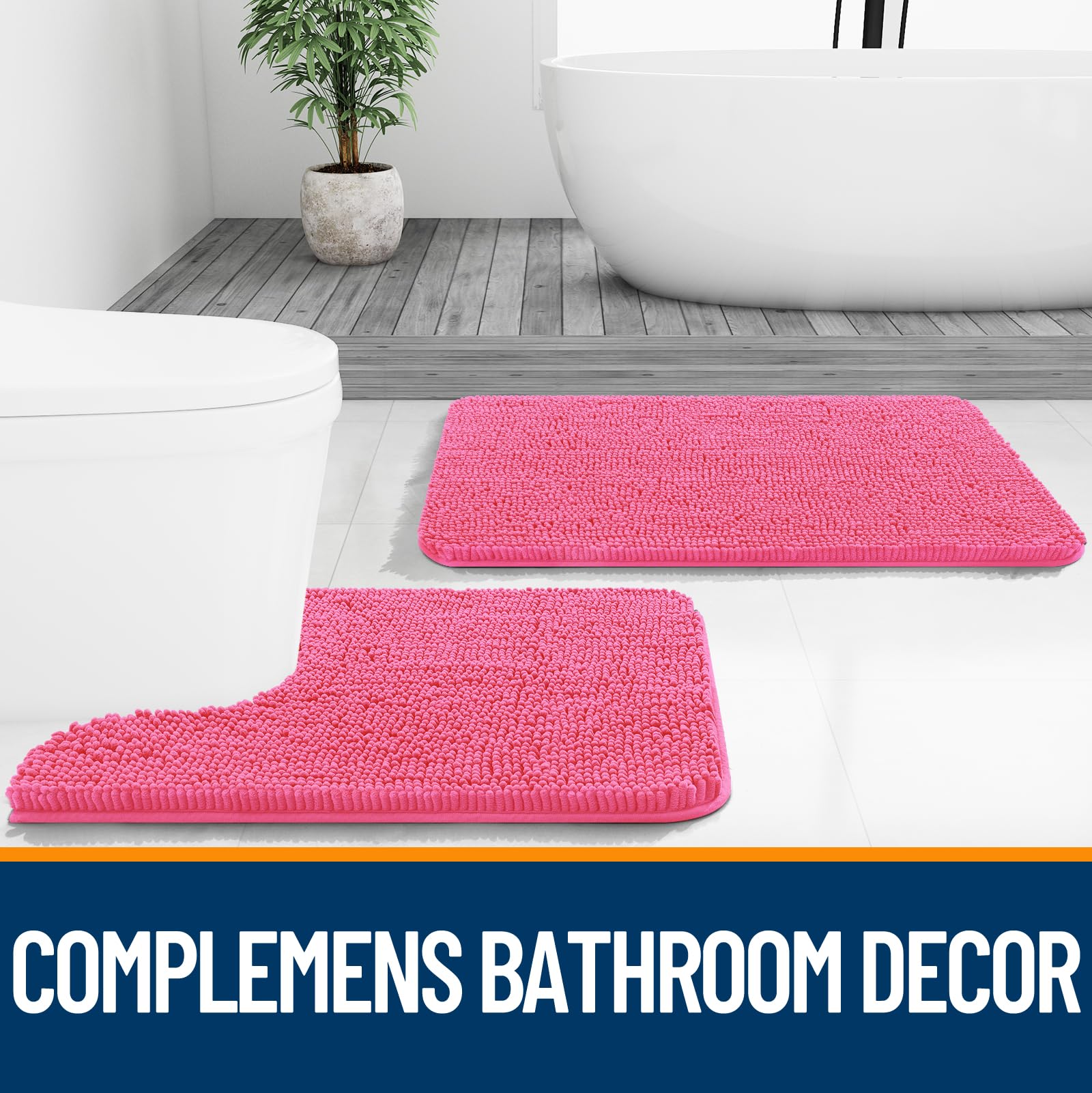 OLANLY hot pink bath rug adds vibrant decor to bathroom