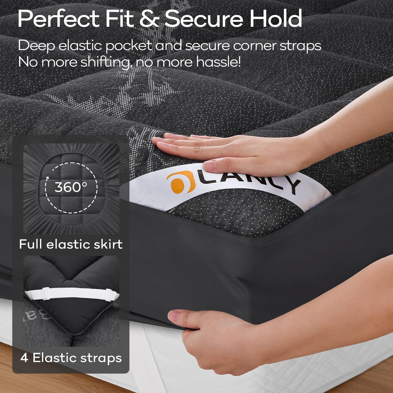 OLANLY King Mattress Topper on bed in a cozy room setup