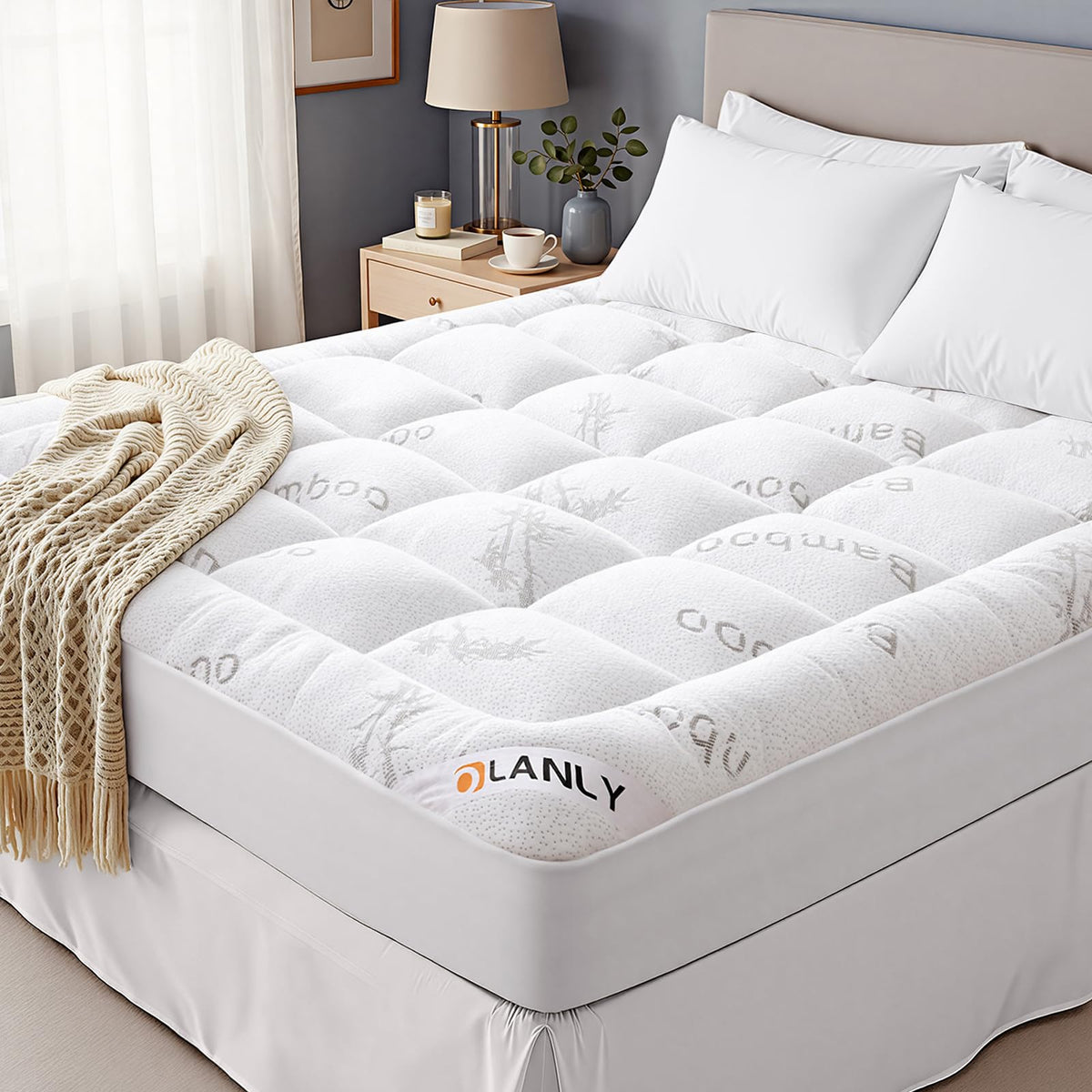 OLANLY King pillow-top topper with plushness for cloud-like comfort
