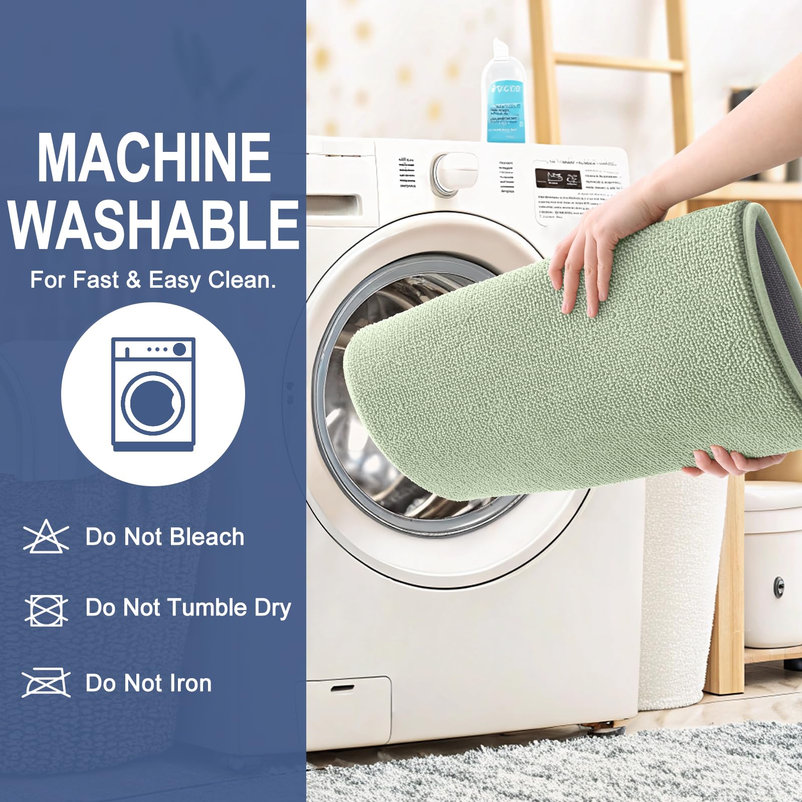 OLANLY machine-washable bath mat for easy cleaning.