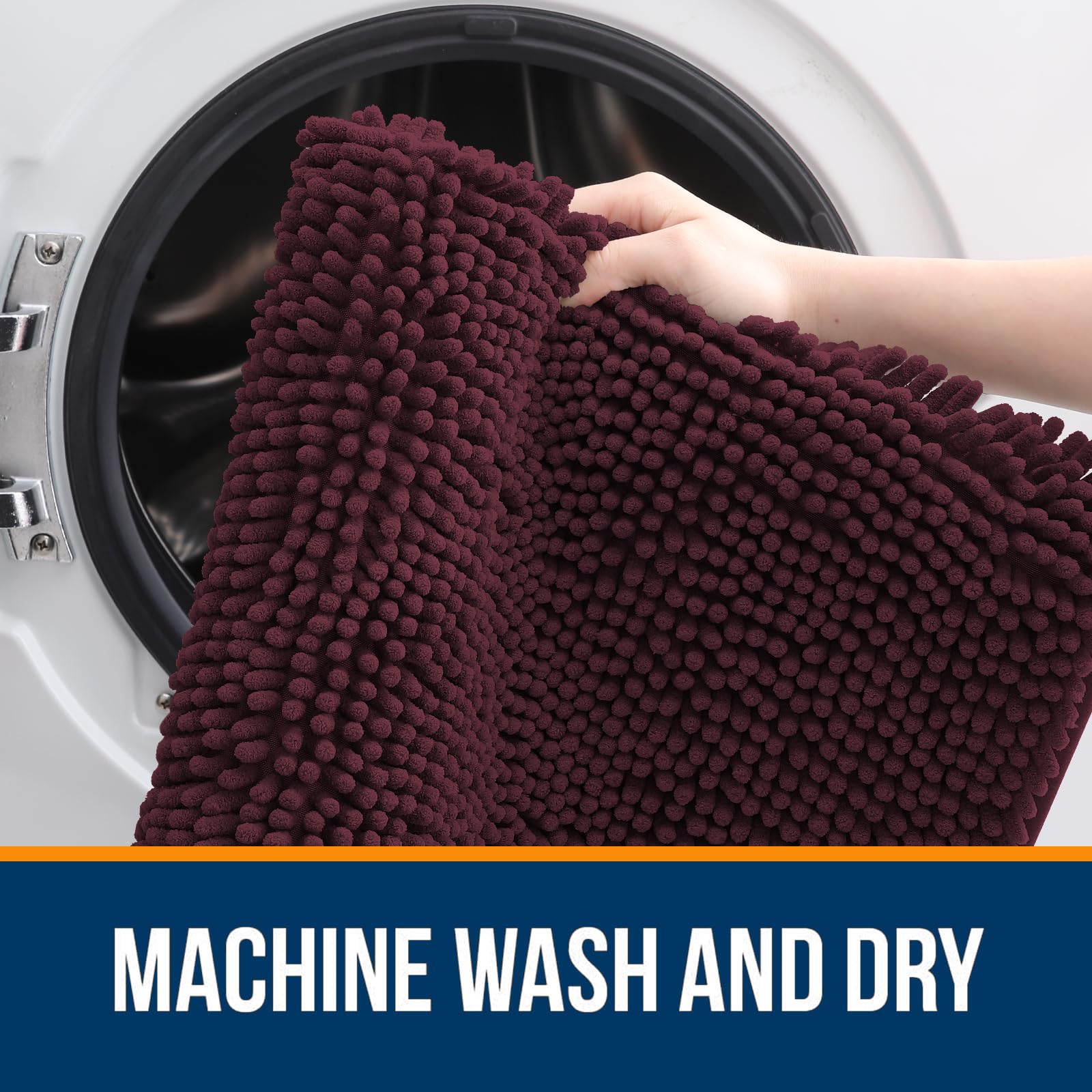 OLANLY machine-washable bath rug is easy to refresh.