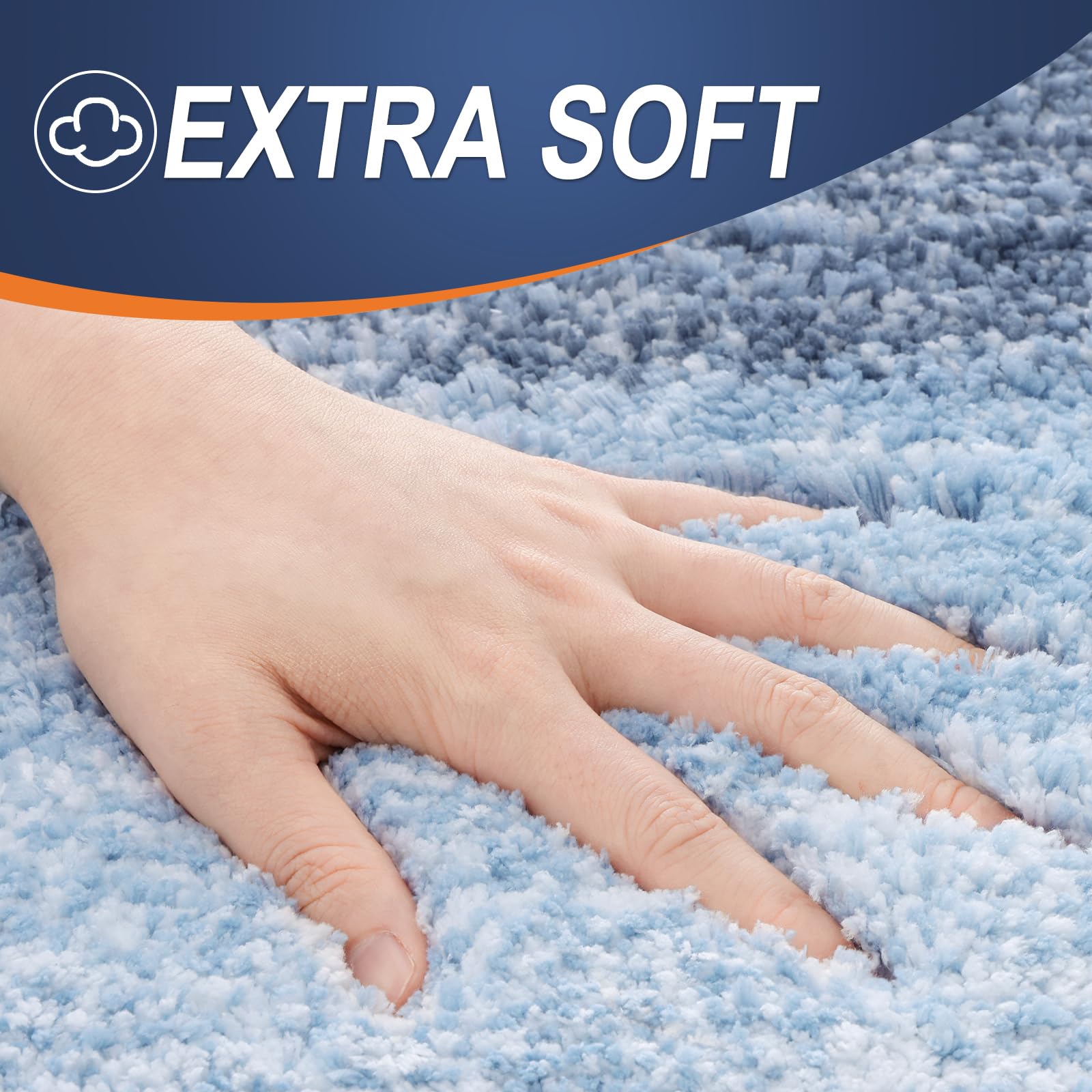 OLANLY microfiber close-up blue shows dense pile for cozy feet