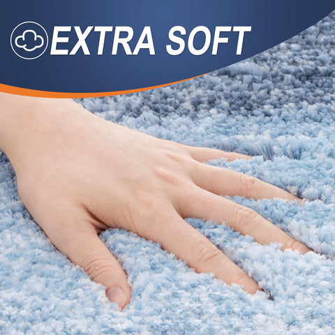 OLANLY microfiber close-up blue shows dense pile for cozy feet