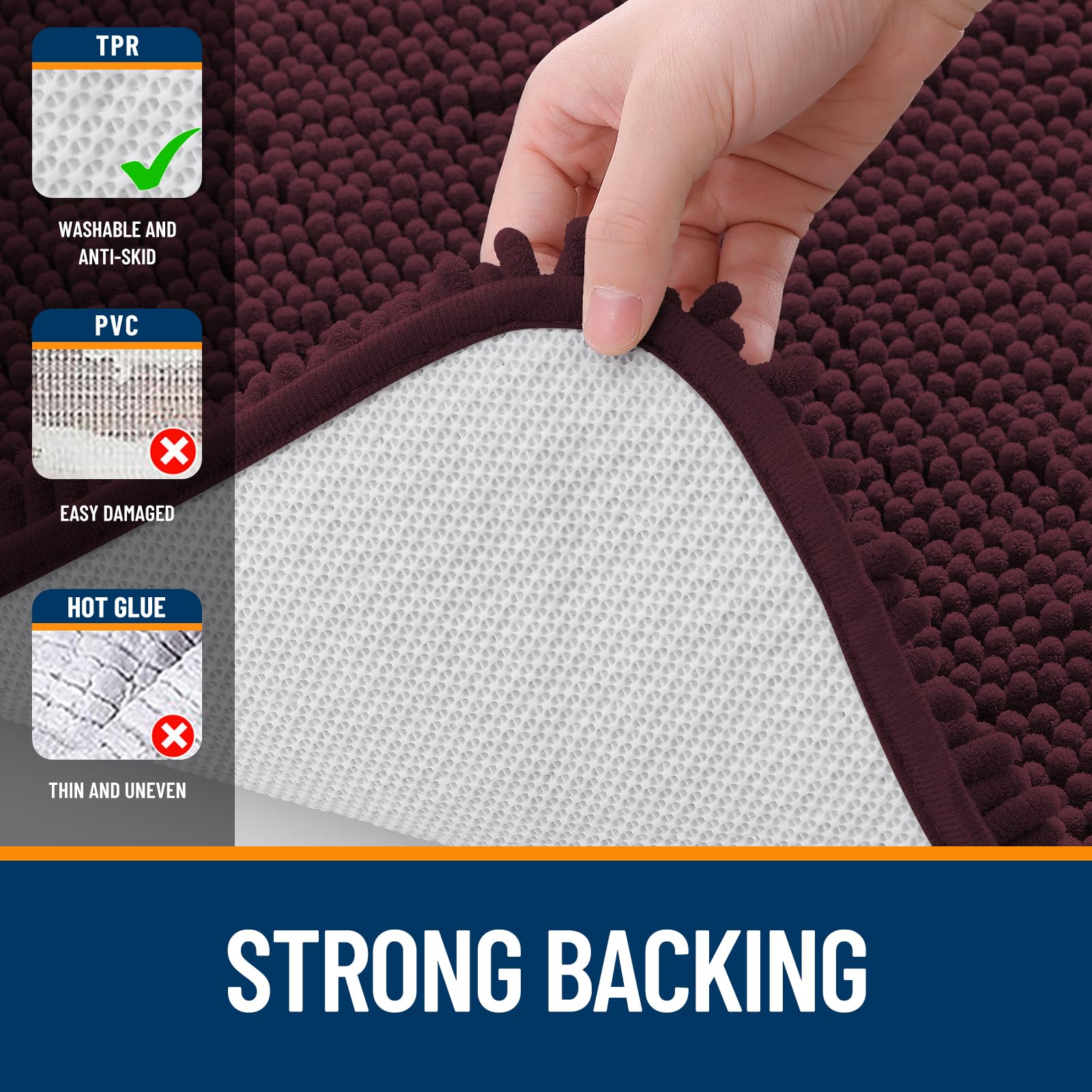 OLANLY multi-purpose bath mat suits bathrooms, vanities, or entryways.