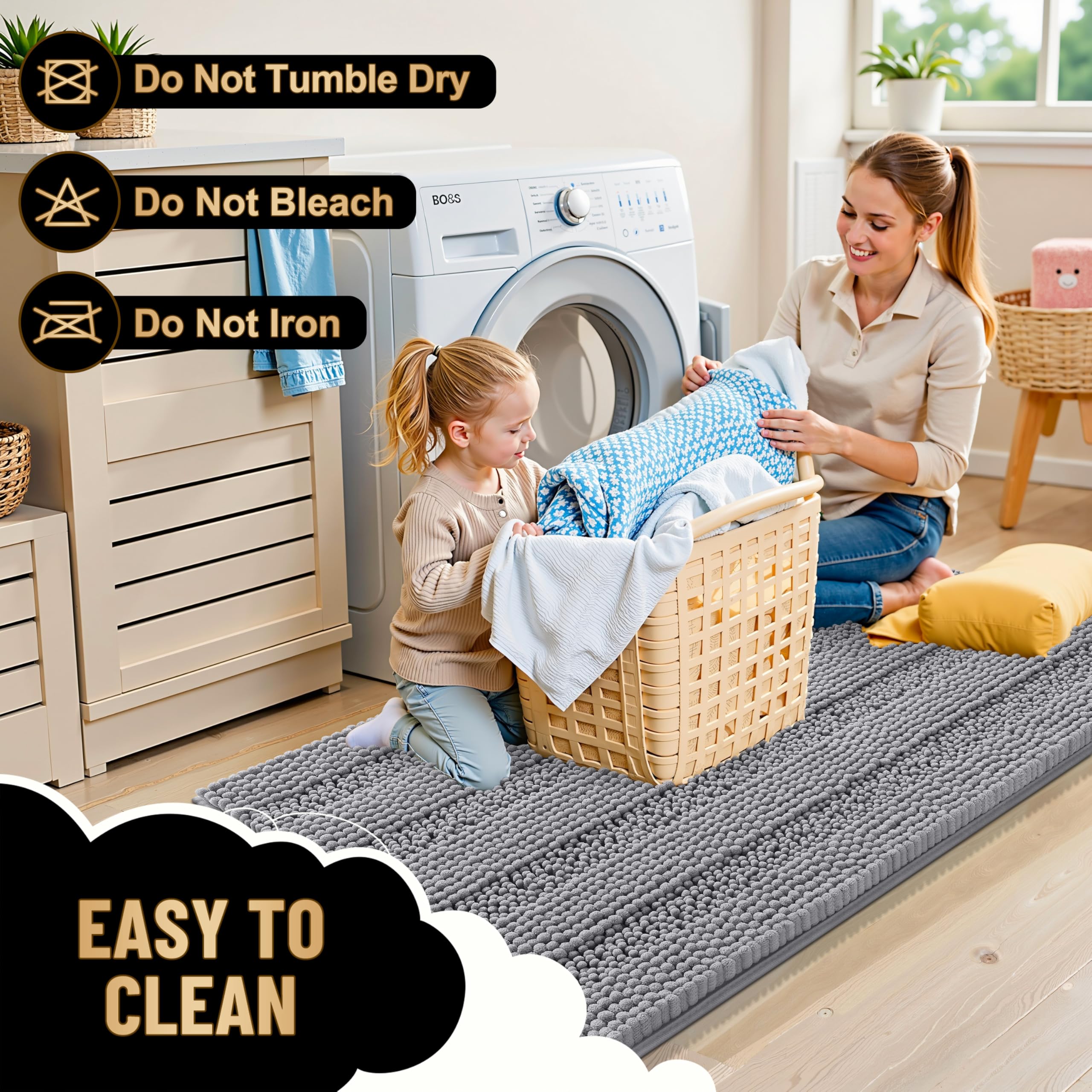 OLANLY multi-purpose bath rug suits bathrooms and vanity areas
