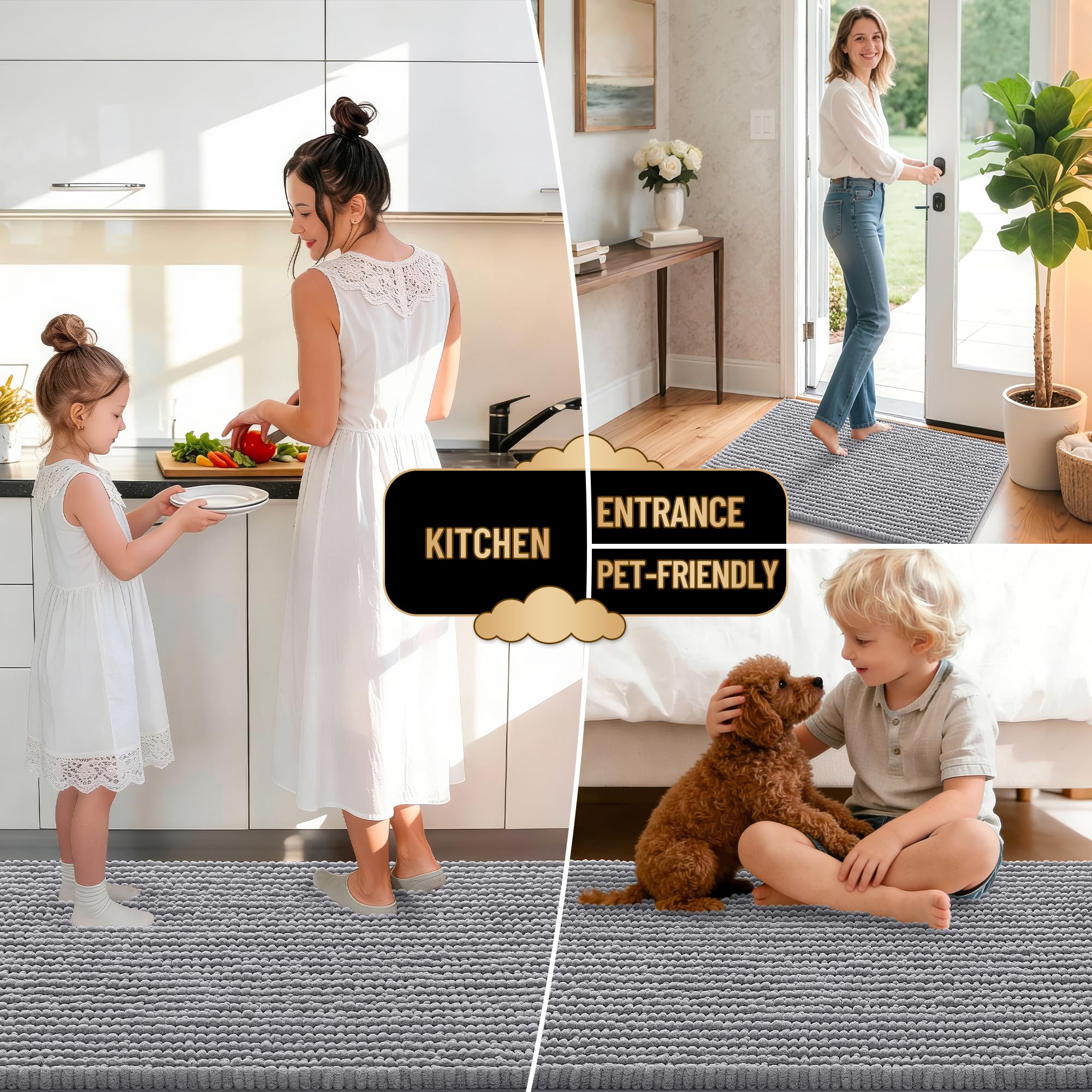 OLANLY multi-purpose bathroom rug suited for vanity and shower spaces.