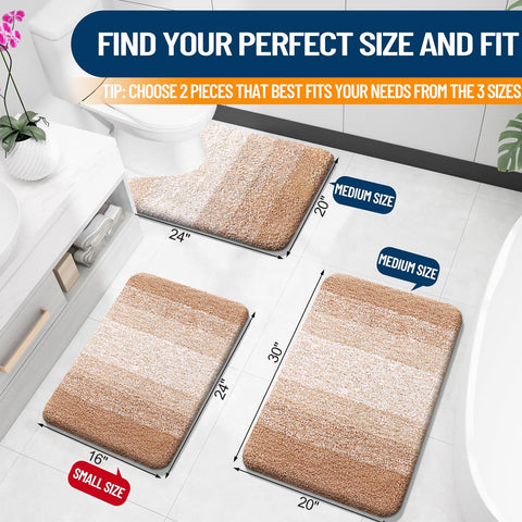 OLANLY plush microfiber bath mat beige close up highlighting soft pile