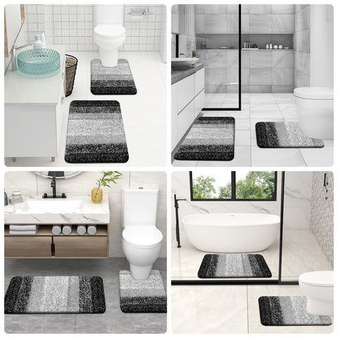 OLANLY plush shaggy rug set, soft touch underfoot after shower or bath