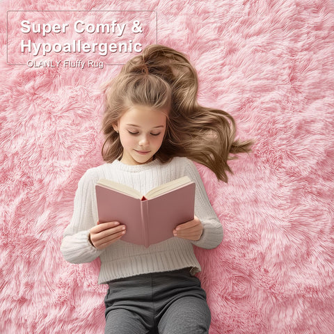OLANLY pink area rug elevating home decor with soft texture