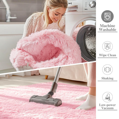 OLANLY rug non-slip backing dots demonstrate safer placement on floors
