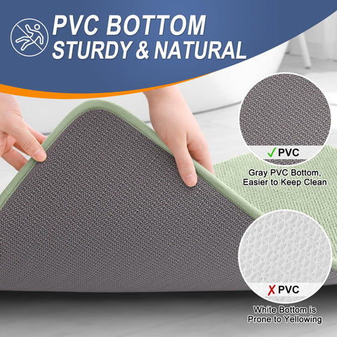 OLANLY Sage Green bath mat beside tub, elevating bathroom decor.