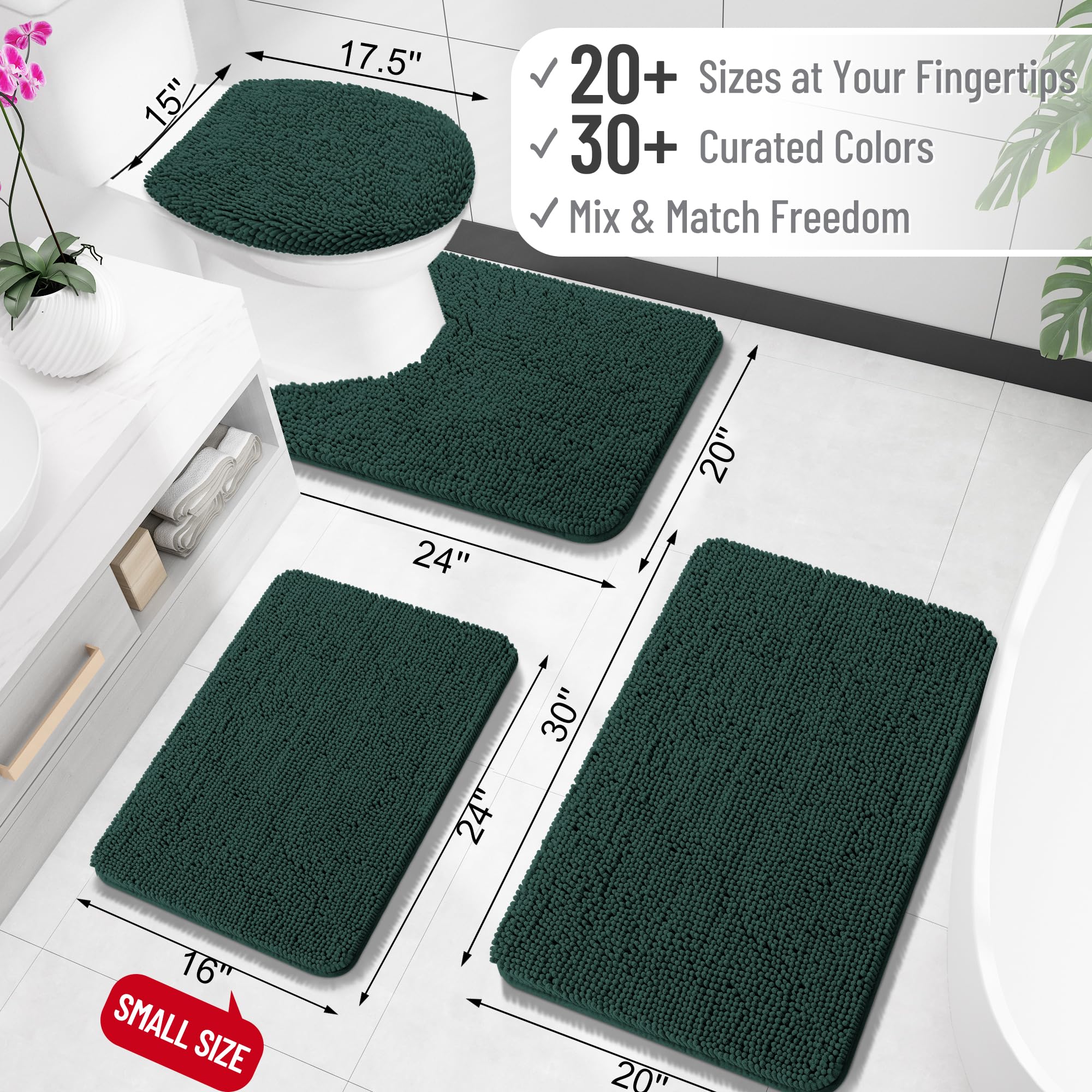 OLANLY chenille bath rug highlighting ultra-absorbent fibers