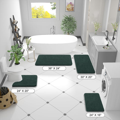 OLANLY blackish-green rug complements modern bathroom decor