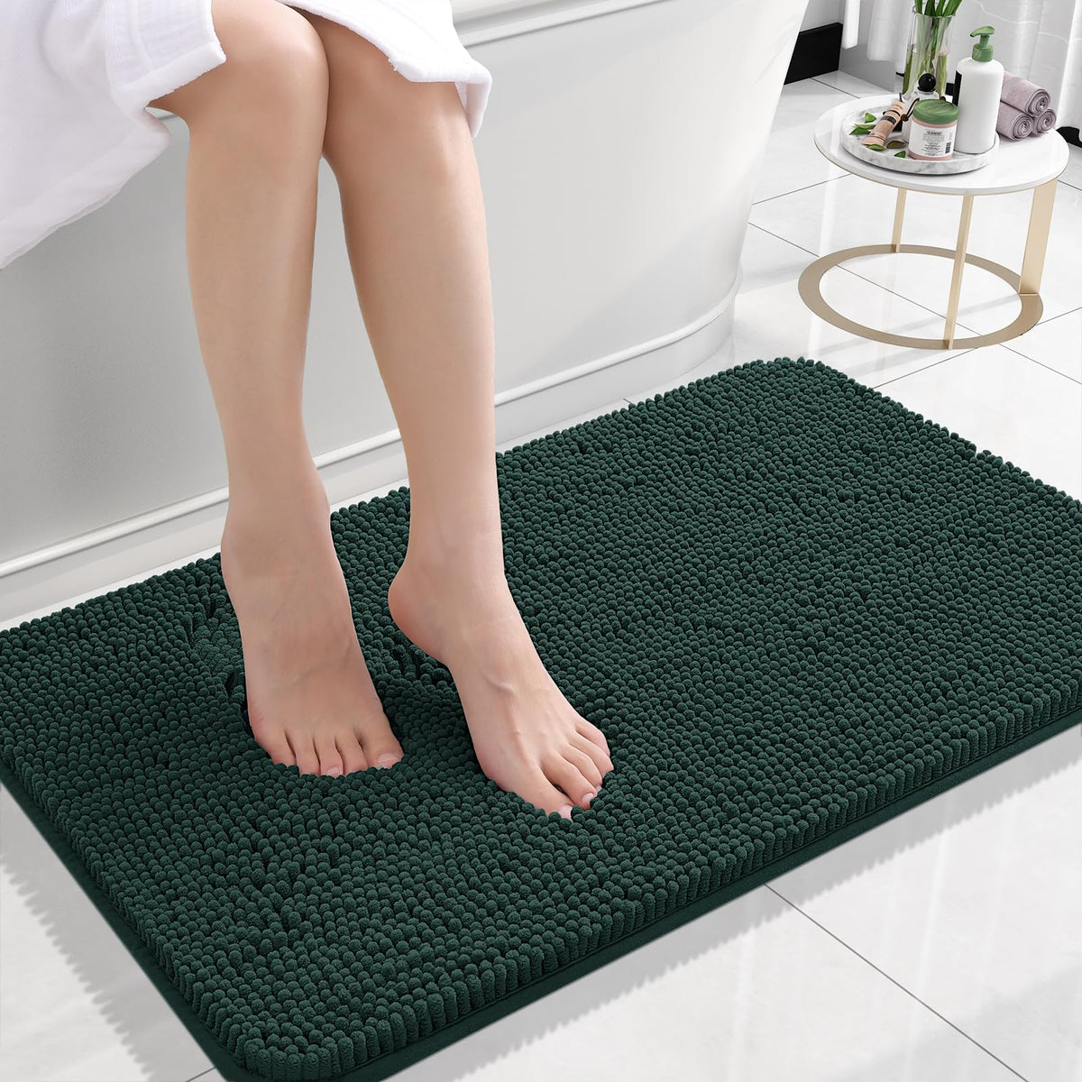 OLANLY small bathroom rug with soft chenille for cozy feet