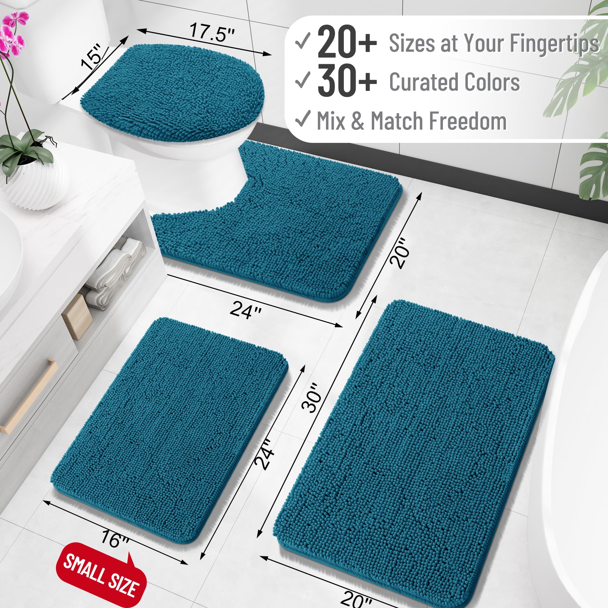 OLANLY Soft chenille bath mat soaking up water quickly for dry feet.