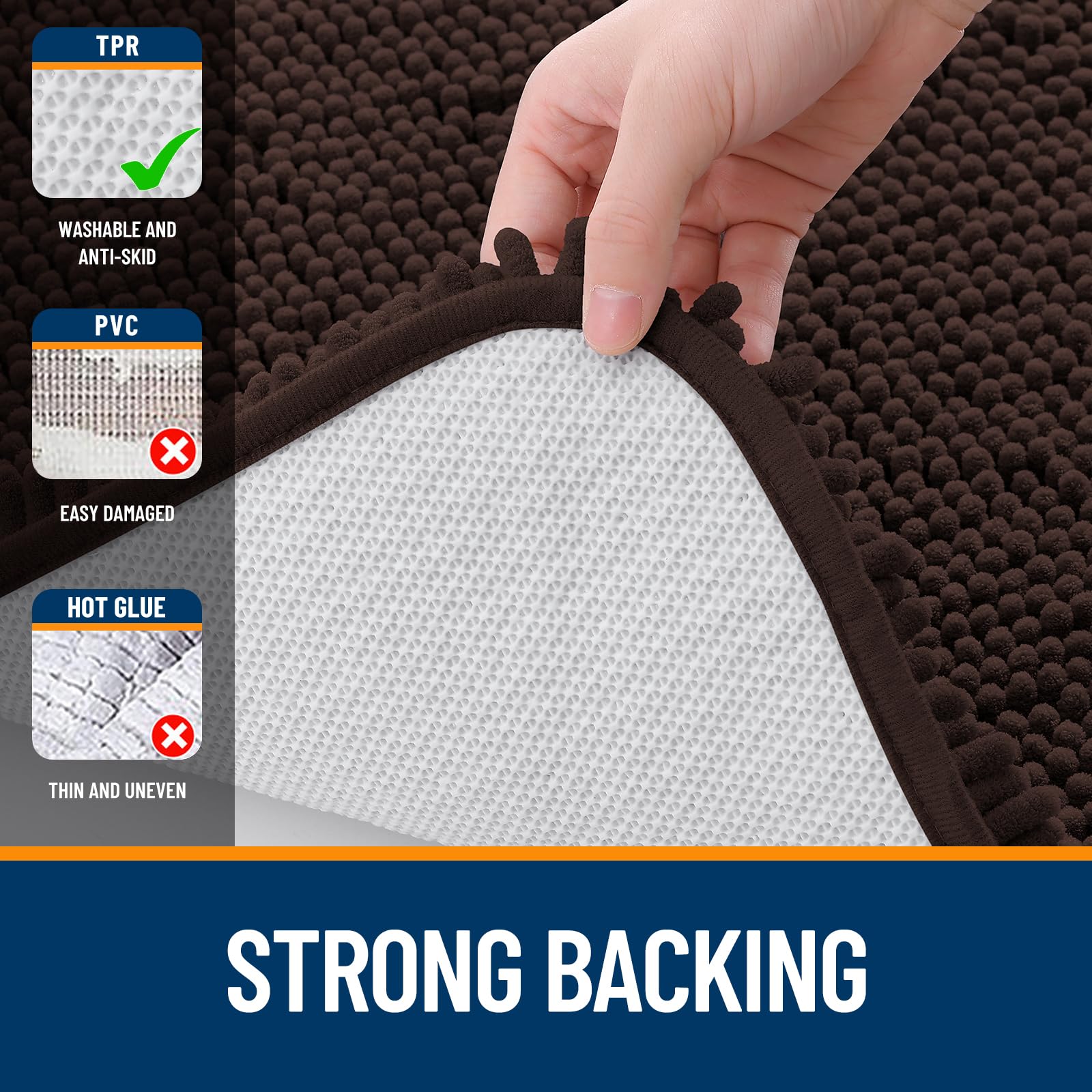 OLANLY soft plush bath rug adds warmth by the sink or tub area.