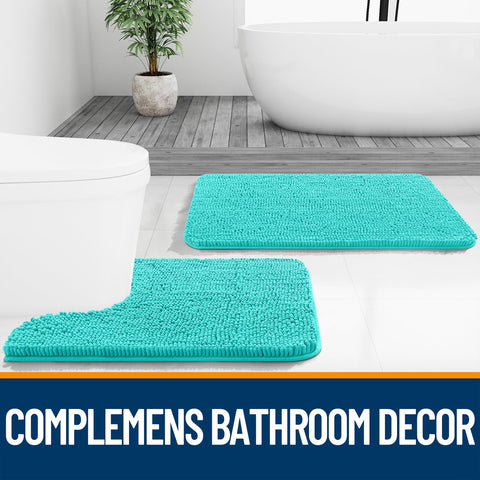 OLANLY teal bath mat enhances decor while protecting floors from moisture.