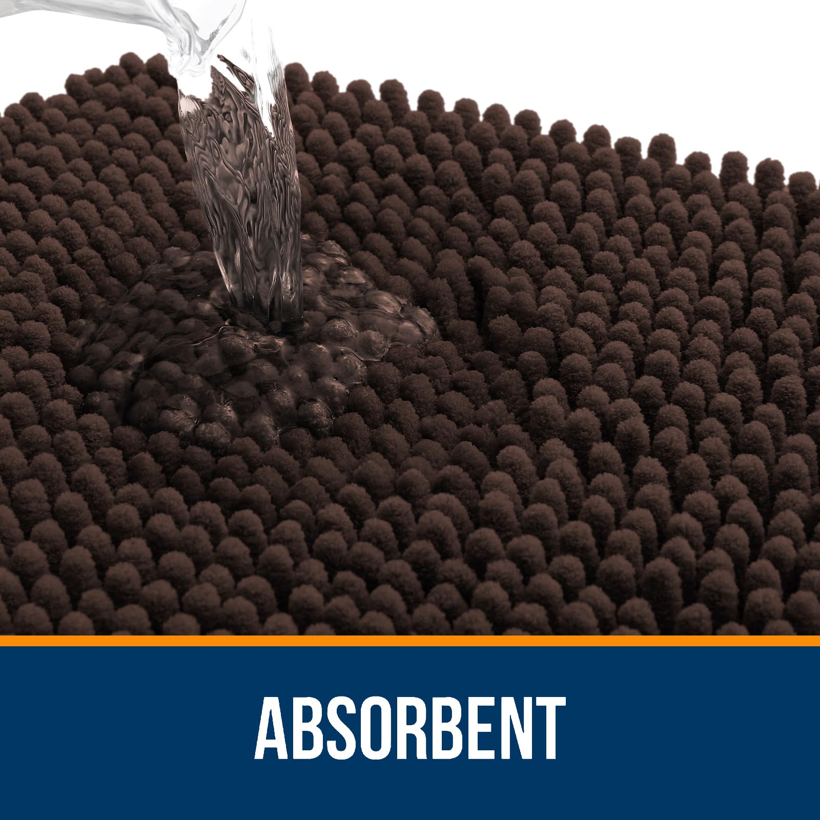 OLANLY textured rubber backing keeps the mat in place on wet bathroom floors.