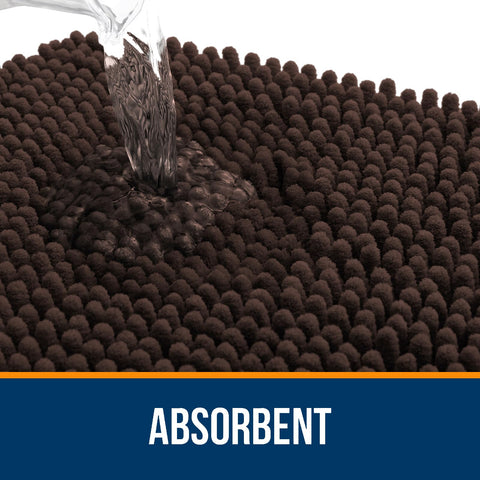 OLANLY textured rubber backing keeps the mat in place on wet bathroom floors.